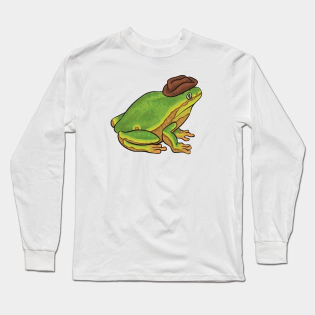 Cowboy Hat Frog #2 Long Sleeve T-Shirt by danyellysdoodles